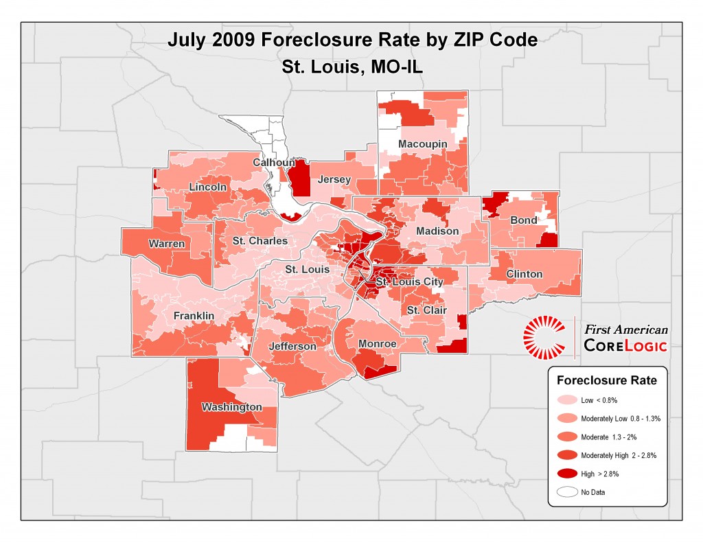 Core Logic July 2009 St Louis Foreclosure Map