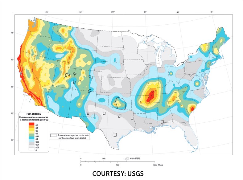 U.S. Geological Survey Seismic Map for U.S.