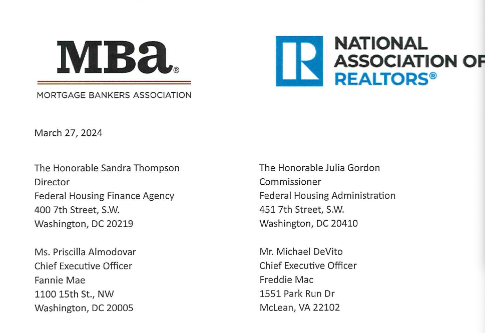 The MBA and NAR Letter 